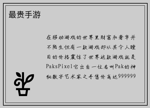 最贵手游